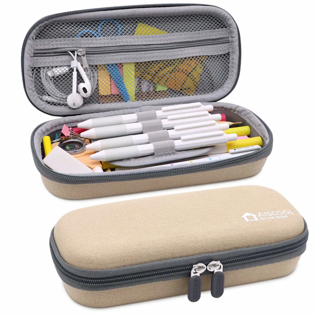 Hard Pen Pencil Case Canvas Pouch Holder Bag Big Capacity Stationery Box for School Supplies Office Stuff