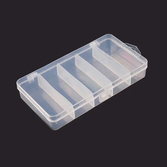 PP Plastic Multifunction Clear Storage Case 5 Compartments Fishing Tackle Box 