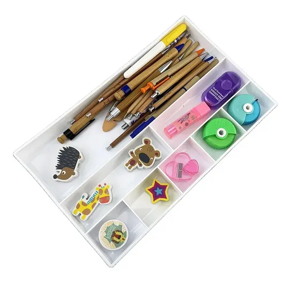 High Quality Chinese Stationery Items Pencil Box Office Schools Supplier in Office Stationery Box White Storage Tray 