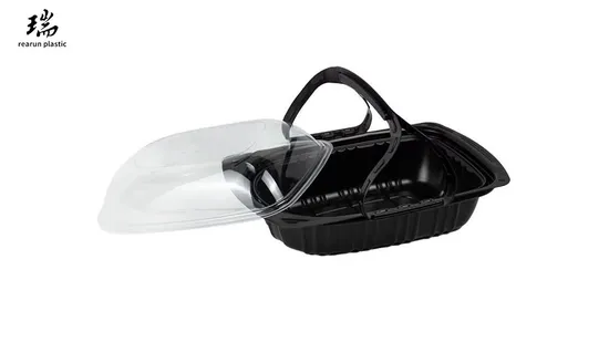 Rearun Disposable Plastic PP Clear Soup Food Container China Factory Disposable PP Plastic Roast Chicken Meat Duck Packaging Box 