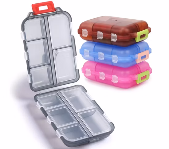 Portable Plastic Pill Organizer Medicine Box Pill Box for Daily and Travel Use