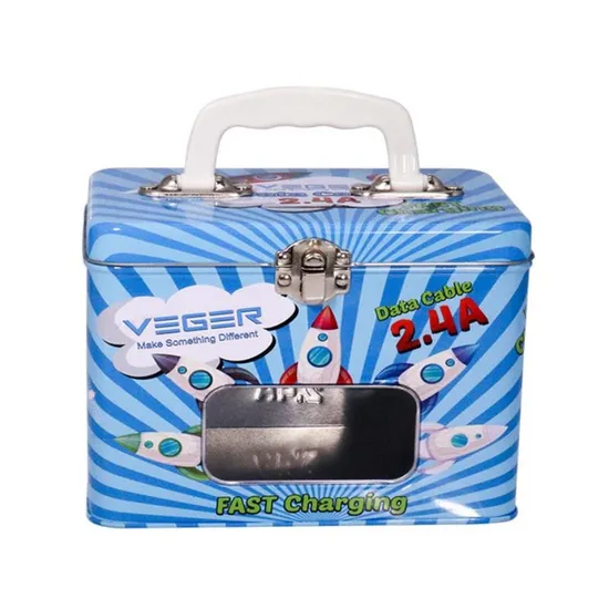 Wholesale Custom Metal Suitcase Shaped Lunch Tin Box for Kids with Handle 