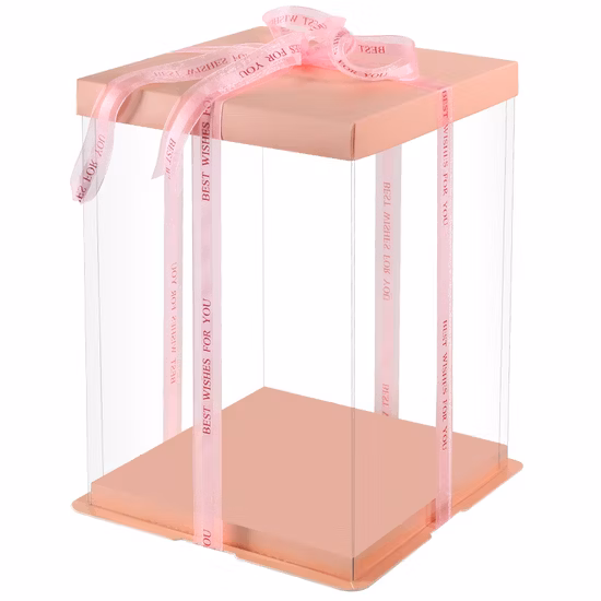Wholesale Section Transparent Packing Box for Cake Shape Customised Luxury Pink White Black Clear Tall Wedding Birthday Holiday Cake Shaped Packaning Gift Boxes