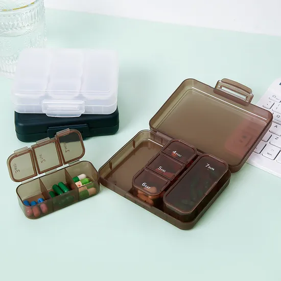 Portable Colorful Plastic Weekly Pill Box Medicine Storage Organizer for Daily Use 