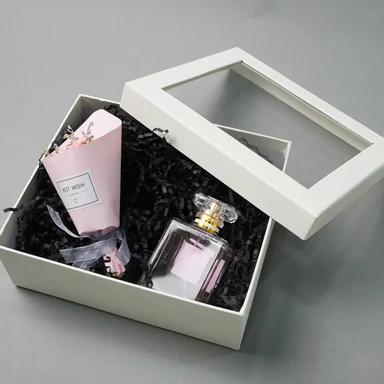 Custom Luxury Cardboard Folding Paper Rigid Gift Packaging Box with Clear PVC Window 