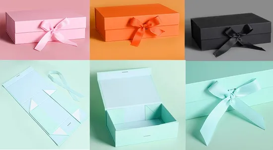 Valentine Cosmetic Carton Pen Handcraft Custom Ribbon Printing Foldable Cardboard Jewelry Clothes Folding Magnetic Paper Wedding Party Festival Gift Packing Box 