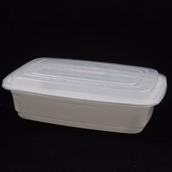 Customizable Dispsoable Plastic Tableware 221mm Length PP Plastic White Box with Clear Lid for Takeaway