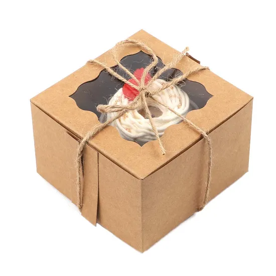 5/10PCS Square Gift Boxes with Clear PVC Window Favors Cake Packaging Boxes for Wedding Birthday Party 